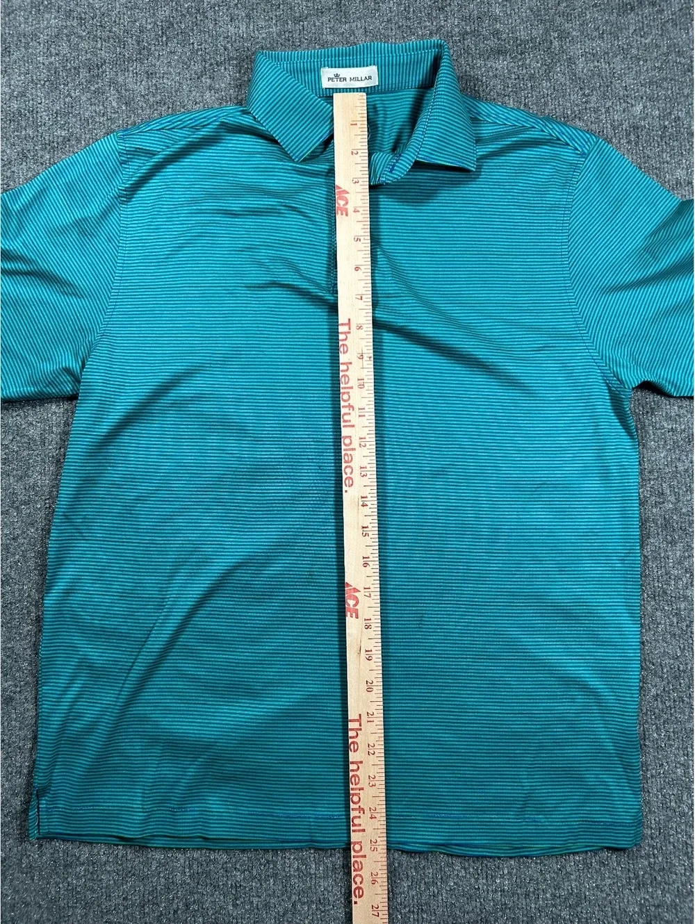 Peter Millar Striped Polo Shirt in Teal and Blue Size S